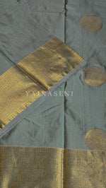 Load image into Gallery viewer, Semi Soft Silk Gold Zari Saree - Sage
