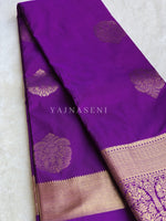 Load image into Gallery viewer, Color Block Series : Semi Kanchi Silk Saree - Purple x Teal
