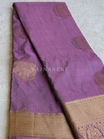 Load image into Gallery viewer, Color Block Series : Semi Kanchi Silk Saree - Dark Mauve x Pink
