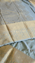 Load image into Gallery viewer, Color Block Series : Semi Kanchi Silk Saree - Sage x Cream
