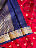 Load image into Gallery viewer, RANIS NEELAM - Pure Kanjivaram Silk Saree with Gold Zari
