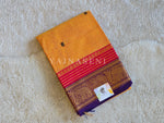 Load image into Gallery viewer, Kanchi Cotton Saree : Sunset x Dark Purple
