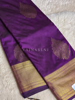 Load image into Gallery viewer, Semi Kanchi Silk x Gold Zari Saree - Dark Purple
