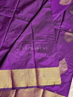 Load image into Gallery viewer, Semi Kanchi Silk x Gold Zari Saree - Dark Purple
