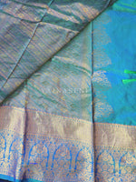 Load image into Gallery viewer, Monochrome Series : Semi Kanchi Silk Saree - Peacock
