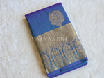 Load image into Gallery viewer, Monochrome Series : Semi Kanchi Silk Saree - Peacock Blue
