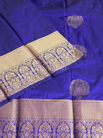 Load image into Gallery viewer, Monochrome Series : Semi Kanchi Silk Saree - Royal Blue
