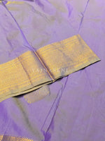 Load image into Gallery viewer, Semi Kanchi Silk x Gold Zari Saree - Heather Purple (Gold dual tone)

