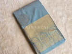 Load image into Gallery viewer, Color Block Series : Semi Kanchi Silk Saree - Ashblue x Cream
