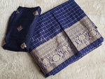 Load image into Gallery viewer, Georgette x Checkered Saree - Dark Blue
