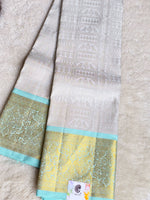 Load image into Gallery viewer, CELESTIAL OASIS - Pure Kanjivaram Silk Saree with Gold and Light Gold Zari

