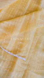 Load image into Gallery viewer, Organza saree x sequins x white lace - Yellow
