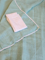 Load image into Gallery viewer, Organza saree x sequins x white lace - Pastel Blue
