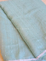 Load image into Gallery viewer, Organza saree x sequins x white lace - Pastel Blue
