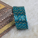Load image into Gallery viewer, Metallic x Dot Bangles - Teal Blue
