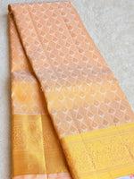 Load image into Gallery viewer, Golden Peach - Pure Kanjivaram Silk Saree with Silver &amp; Gold Zari
