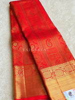 Load image into Gallery viewer, SCARLET GLOW - Pure Kanjivaram Silk Saree with Gold Zari
