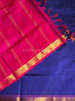 Load image into Gallery viewer, Kanchipuram Silk Cotton Saree : Royal blue x Magenta
