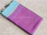 Load image into Gallery viewer, Mangalagiri Pure Cotton Saree : Purple x Light Blue x Teal Green
