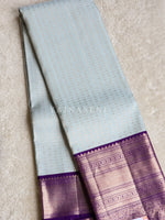 Load image into Gallery viewer, FROSTED AZURE - Pure Kanjivaram Silk Saree with Light Gold Zari
