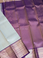 Load image into Gallery viewer, FROSTED AZURE - Pure Kanjivaram Silk Saree with Light Gold Zari
