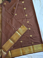 Load image into Gallery viewer, Heritage Motifs x Semi Soft Silk Saree - Milk Chocolate
