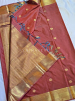 Load image into Gallery viewer, Heritage Motifs x Semi Soft Silk Saree - Redwood
