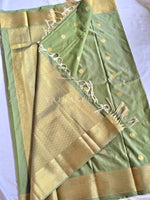 Load image into Gallery viewer, Heritage Motifs x Semi Soft Silk Saree - Light Sage

