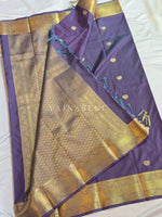 Load image into Gallery viewer, Heritage Motifs x Semi Soft Silk Saree - Dark Grey Mauve
