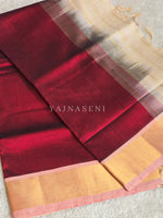 Load image into Gallery viewer, Minimalist x Handloom Kanchipuram Silk Cotton Saree : Deep Red x Beige
