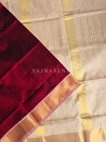 Load image into Gallery viewer, Minimalist x Handloom Kanchipuram Silk Cotton Saree : Deep Red x Beige
