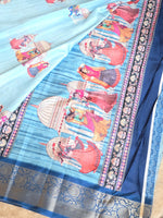 Load image into Gallery viewer, Dola Semi Silk Saree - Light Blue x Dark Blue
