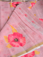 Load image into Gallery viewer, Floral x Linen Cotton Saree - Pastel Pink

