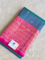 Load image into Gallery viewer, ENCHANTED GARDEN - Pure Kanjivaram Silk Saree with Light Gold Zari
