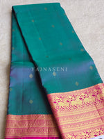 Load image into Gallery viewer, ENCHANTED GARDEN - Pure Kanjivaram Silk Saree with Light Gold Zari
