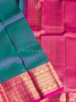 Load image into Gallery viewer, ENCHANTED GARDEN - Pure Kanjivaram Silk Saree with Light Gold Zari

