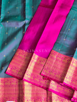 Load image into Gallery viewer, ENCHANTED GARDEN - Pure Kanjivaram Silk Saree with Light Gold Zari
