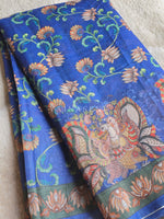 Load image into Gallery viewer, Printed Chanderi Cotton Saree : Blue
