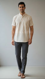 Load image into Gallery viewer, VIVAAN [S/36] - Men Short Kurta Top (Peach)
