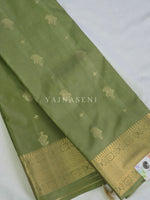 Load image into Gallery viewer, Mughal Motifs x Semi Soft Silk Saree - Light Olive
