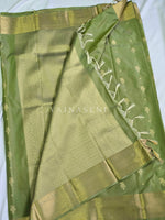 Load image into Gallery viewer, Mughal Motifs x Semi Soft Silk Saree - Light Olive
