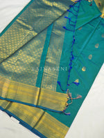 Load image into Gallery viewer, Antique Charms x Semi Soft Silk Saree - Peacock
