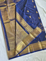 Load image into Gallery viewer, Antique Charms x Semi Soft Silk Saree - Navy Blue
