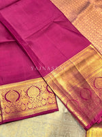 Load image into Gallery viewer, SNOW ROSE - Pure Kanjivaram Silk Saree with Gold Zari
