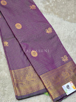 Load image into Gallery viewer, Vaira Oosi Checkered x Peacock Semi Silk Saree - Aurora Borealis Purple (Purple-Green undertone)
