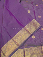 Load image into Gallery viewer, Vaira Oosi Checkered x Peacock Semi Silk Saree - Aurora Borealis Purple (Purple-Green undertone)
