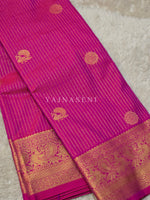 Load image into Gallery viewer, Vaira Oosi Checkered x Peacock Semi Silk Saree - Fuchsia
