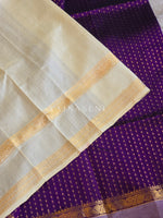 Load image into Gallery viewer, Handloom Kanchipuram Silk Cotton Saree : Dark Purple x Ivory
