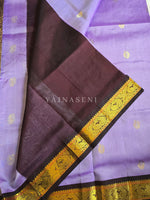 Load image into Gallery viewer, Handloom Kanchipuram Silk Cotton Saree x Annapakshi border : Heather Purple x Dark Wine

