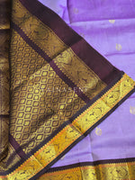 Load image into Gallery viewer, Handloom Kanchipuram Silk Cotton Saree x Annapakshi border : Heather Purple x Dark Wine
